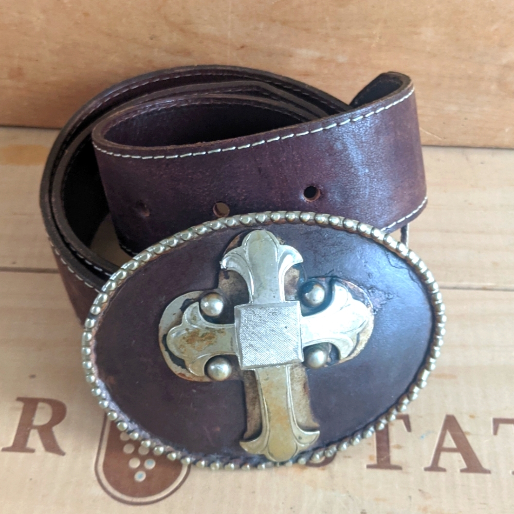 German Silver Stamped Vintage Jose Luis western belt sz 34
